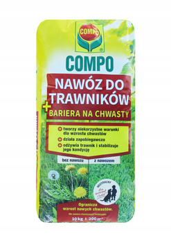 NAWÓZ DO TRAWNIKÓW Z MCHEM BARIERA NA CHWASTY 10KG COMPO