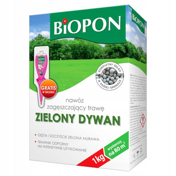 BIOPON Zielony dywan zagęszczający trawę 1kg - gęsta murawa