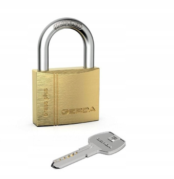 Kłódka GERDA BRASS PLUS KMKN S50 mosiężna – 3 klucze symetryczne nawiercane