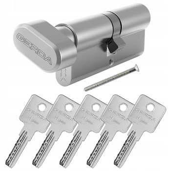 Wkładka do zamka Gerda H Plus 30/30G z gałką nikiel satyna - atestowana,