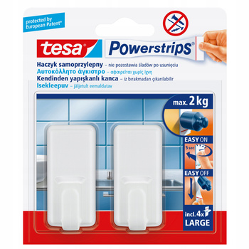 TESA Powerstrips 58010 Haczyk BIAŁY PROSTOKĄT 2SZT