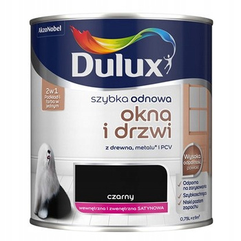 Farba akrylowa do drewna drzwi Dulux 0,75 Czerń