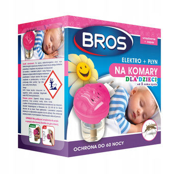 ELEKTRO FUMIGATOR Urządzenie Płyn na komary 40ml BROS DLA DZIECI na 60 nocy