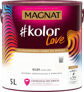 Magnat #kolorLove Szara Biel KL04 5L - Farba Lateksowa Do Twojego Wnętrza