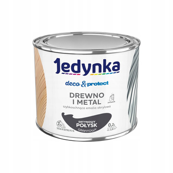 Jedyna Farba Deco & Protect Drewno i Metal Satynowy Polysk Grafitowy 0,2L